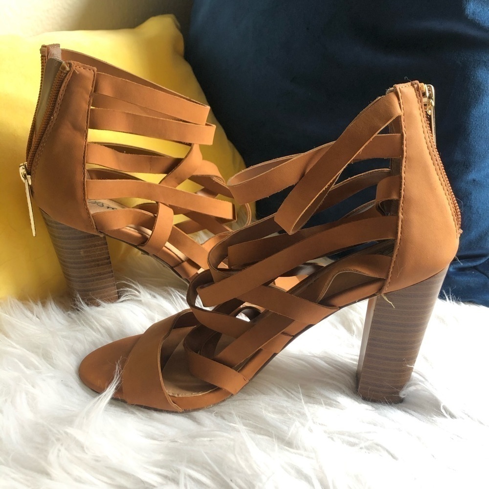 Breckelles Strappy Brown Heels - Picture 2 of 4